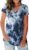 PEOD Damen Tie Dye Kurzarm T-Shirt Blusen Oberteil Große Größe V-Ausschnitt Lose Batik Tunika Tops Hemdshirts Frauen Casual Mode Farbblock…