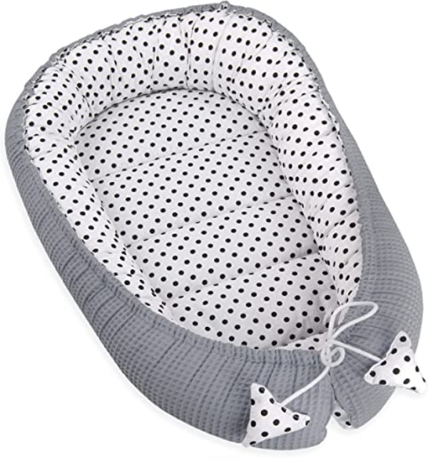PIMKO Babynest Baumwollwaffel Babynestchen für Baby 2seitigKuschelnest 2seitig Babykokon für Säuglinge und Neugeborene 100% Baumwolle Babykissen…