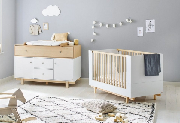 Pinolino® Babymöbel-Set »Boks«, (Spar-Set, 2-St), extrabreit; mit Kinderbett und Wickelkommode; Made in Europe