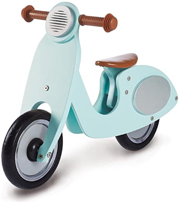 Pinolino Laufrad Vespa Wanda, Laufrad Holz, unplattbare Bereifung, Sattel 3-fach höhenverstellbar, für Kinder von 3 – 5 Jahren, mint