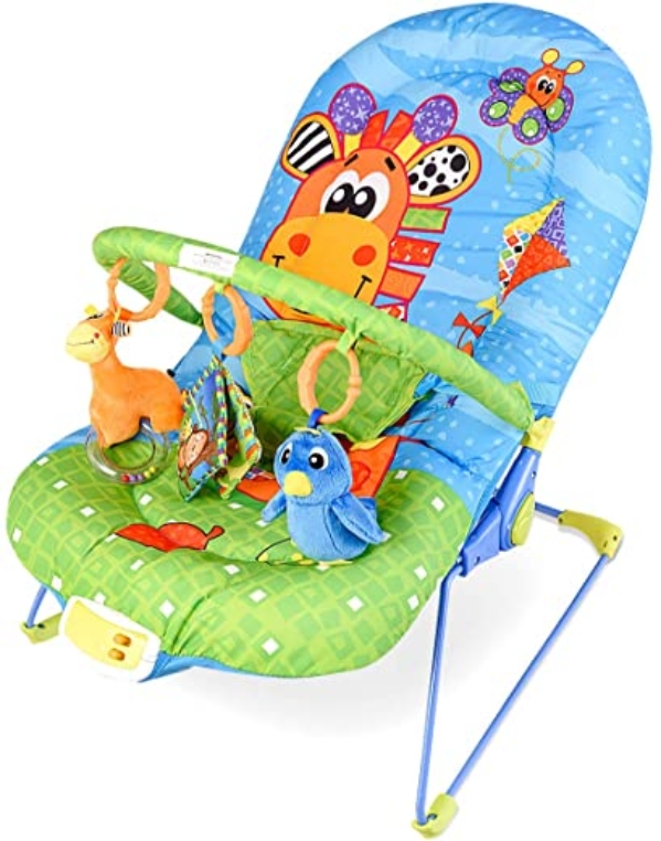 RELAX4LIFE Babywippe Musik mit Vibrationsfunktion, Schaukelwippe mit verstellbarer Rückenlehne, 3 niedliche Spielzeuge, Babyschaukel mit…