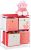 Relaxdays Kinderregal mit 4 Boxen, Spielzeug, Mädchen, Schwan-Design, Regal Kinderzimmer, HBT: 62 x 53 x 30 cm, weiß/rot