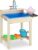 Relaxdays Matschküche, Outdoor, Spülbecken mit Wasserhahn, Kinder Sandspieltisch, Holz, HxBxT: 77 x 54 x 37 cm, natur