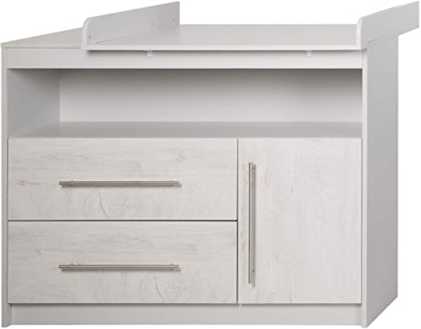 roba 1731803 breite Wickelkommode inkl. Wickelansatz, 1 Tür, 1 offenes Fach, 2 Schubladen, HxB: 98x117cm, Tiefe mit/ohne Wickelansatz: 75/39cm,…