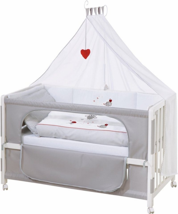 roba® Babybett »Room bed – Dekor Adam und Eule«, als Beistell-, Kinder- und Juniorbett verwendbar