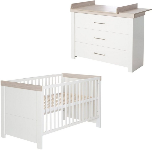 roba® Babymöbel-Set »Lucy«, (Spar-Set, 2-St), mit Kinderbett & Wickelkommode; Made in Europe