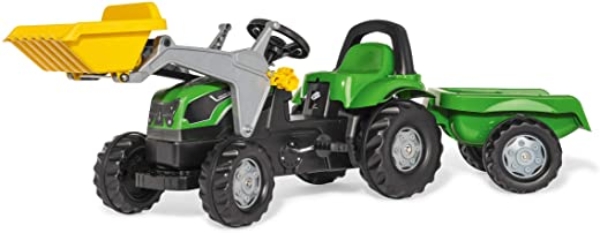 Rolly Toys rollyKid Deutz-Fahr 5115 G TB Trettraktor mit Anhänger (für Kinder von 2,5 bis 5 Jahren, Heckkupplung) 023196