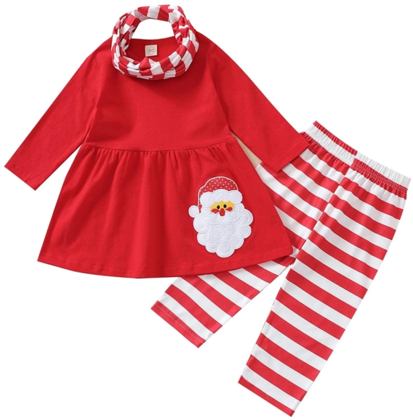 ROMIDA Kleinkind Baby Mädchen Weihnachten Kleidung Kleinkind Mädchen Santa Elch Babykleidung Outfis Langarm Winter Baumwolle Kleidung Set Mädchen…