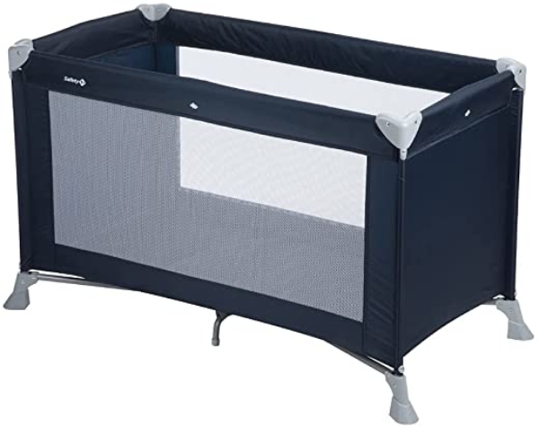 Safety 1st 2114555000 Reisebett Soft Dreams, praktisches und kompaktes Kinder-Reisebett, zusammenfaltbar und inklusive Transporttasche, navy blau