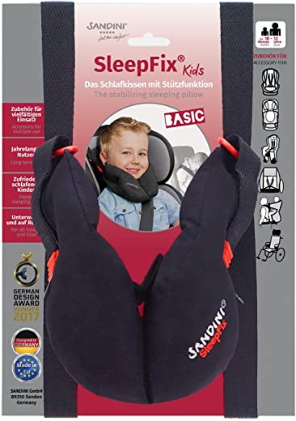 SANDINI SleepFix® Kids BASIC – Kinder Schlafkissen mit Stützfunktion – Kindersitz-Zubehör als BASIC Version für Auto/Fahrrad/Reise – Verhindert das…