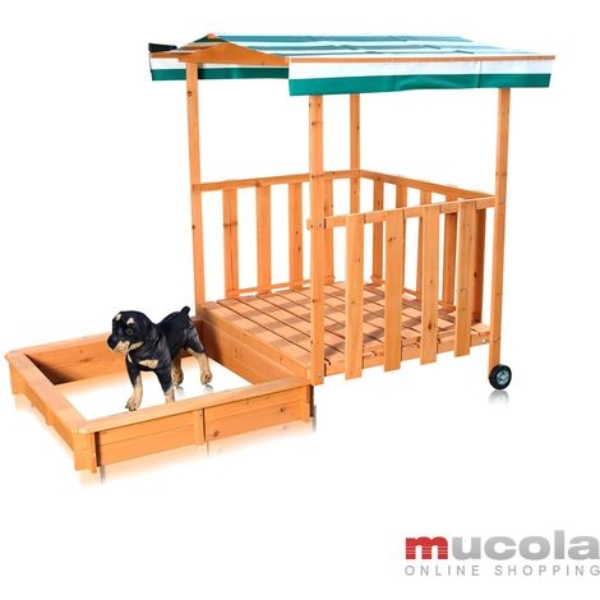 Sandkasten Sandkiste Sandbox Spielhaus Spielveranda Dach Buddelkiste Holz Deckel