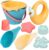 Sanlebi 9 Stück Spielzeug Strand Kinder Sandspielzeug mit Eimer, Sandförmchen, Netztasche Weichem Kunststoff Strandspielzeug für Jungen Mädchen