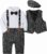 SANMIO Baby Jungen Bekleidung Set, Taufe Junge 3tlg with Fliege + Weste + Hut Gentleman Langarm Anzug Outfit für Festlich Geburtstag Hochzeit, 9-12…