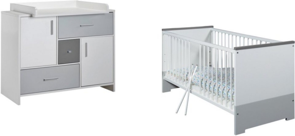 Schardt Babymöbel-Set »Candy Grey«, (Spar-Set, 2-St), mit Kinderbett und Wickelkommode; Made in Germany
