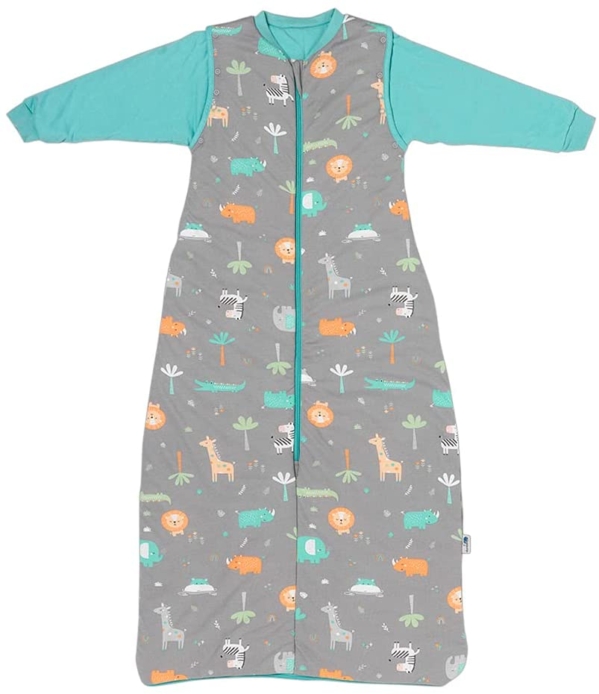 Schlummersack Kinder Schlafsack Baby ganzjährig 130 cm Safari | Ganzjahresschlafsack Baby mit Ärmel abnehmbar | Schlummersack 2.5 Tog Baby…