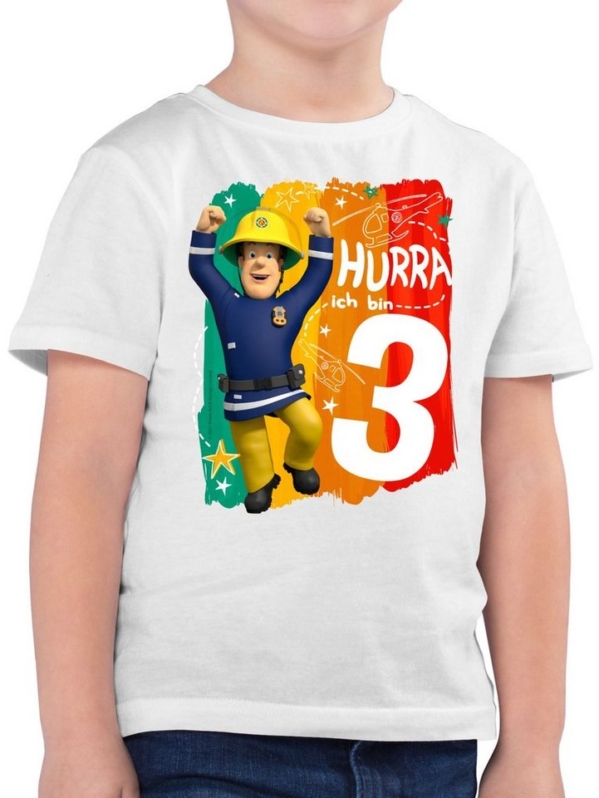 Shirtracer T-Shirt »Hurra ich bin 3 – Sam – Feuerwehrmann Sam Jungen – Jungen Kinder T-Shirt«