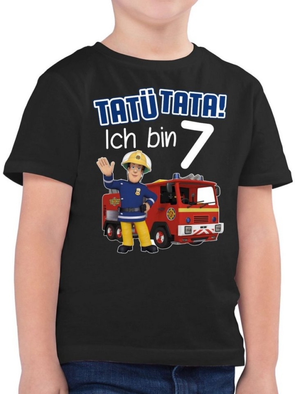 Shirtracer T-Shirt »Tatü Tata! Ich bin 7 – blau – Feuerwehrmann Sam Jungen – Jungen Kinder T-Shirt«