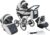 SKYLINE Klassisch Retro Stil Kombi-Kinderwagen Buggy 3in1 Reise System Autositz (Isofix) (Grau/14″Luft Bereifung)