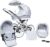 SKYLINE Klassisch Retro Stil LUX Kombi-Kinderwagen Buggy 3in1 Reise System Autositz (Isofix) (Grau/17″Hartgummi Bereifung)