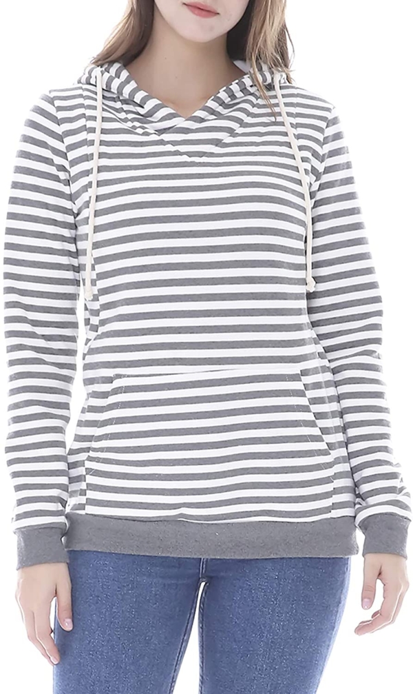 Smallshow Damen Fleece-Umstandssweatshirt mit Kängurutasche