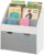 SoBuy KMB17-HG Kinder Bücherregal Kinderregal mit 3 Ablagefächern und Einer herausnehmbaren Spielzeugtruhe Aufbewahrungsregal für Kinder Weiß/Grau…
