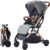 SONARIN Leicht Kinderwagen,kompakt Reise Buggy,einhändig faltbar,Fünf Punkt Gurt,ideal für Flugzeug(Dunkelgrau)