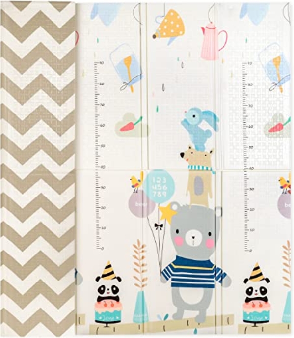 Spielmatte Baby 180x200x1,5cm – Krabbeldecke XXL Wendbar Gepolstert – Baby & Erwachsenenseite – Spielteppich Schaumstoff – Baby Spielmatte faltbar…