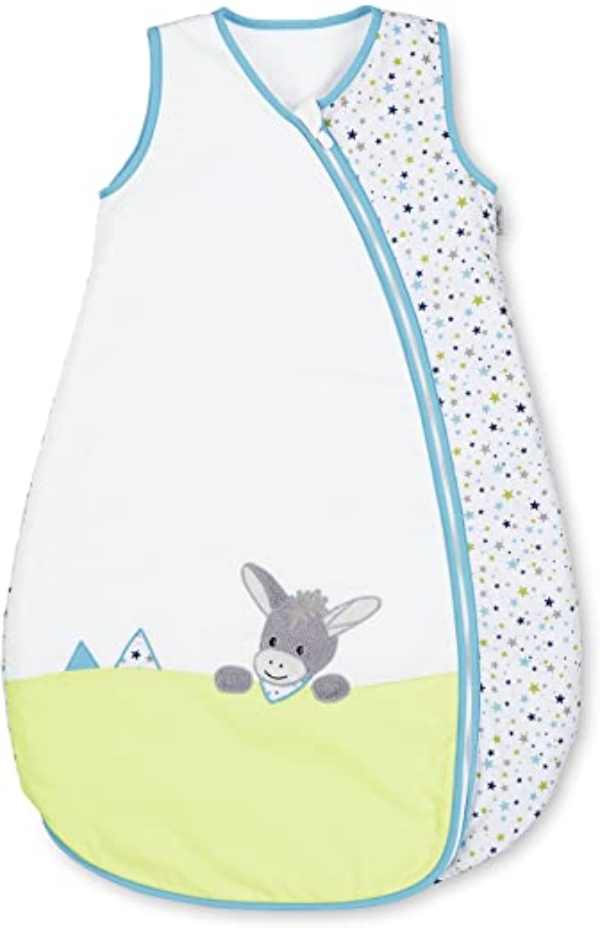 Sterntaler Sommer-Schlafsack für Kleinkinder, Reißverschluss, Größe: 110, Erik, Weiß/Grün