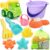 Strand Sandspielzeug Set mit Strandbuggy, Eimer, Netzbeutel, Sandformen, Weichem Kunststoff Spielzeug Strand für Kinder Jungen Mädchen