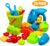 Swonuk 25 Stück Bunt Strand Sandspielzeug Set mit Netzbeutel, Strand Sandspielzeug Kinder -Kinderspielset – Enthält Kipper, Sandrad, Schaufeln,…
