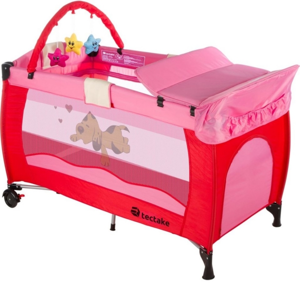 tectake Baby-Reisebett »Kinderreisebett Hund mit Wickelauflage«