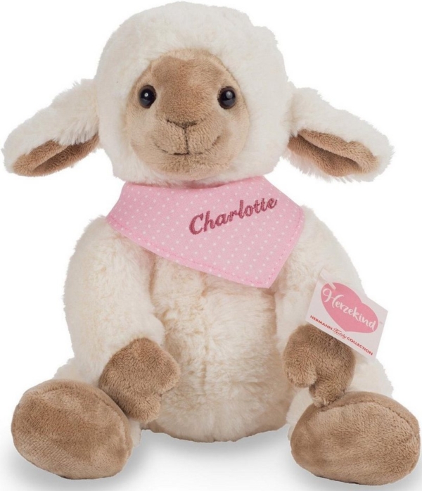 Teddy Hermann® Kuscheltier »Herzekind, Lämmchen Frido, 32 cm mit rosa Halstuch«, mit individueller Bestickung