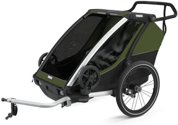 Thule, Chariot Cab 2 Trailer Kinderwagen Aluminium Unisex Adult, Aluminium/Cypress Grün