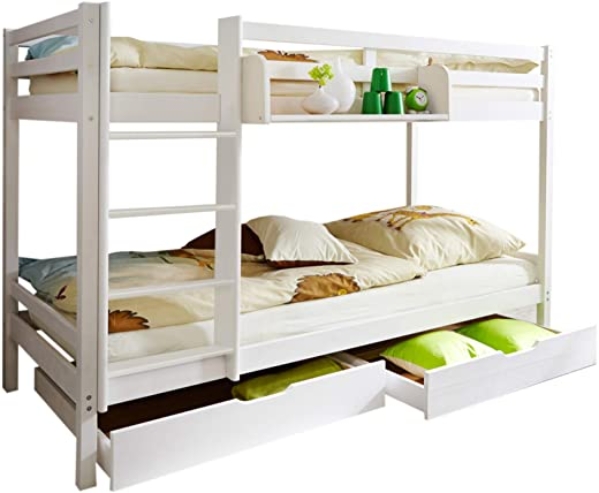 Ticaa Etagenbett Stockbett Rene Kiefer massiv Weiß