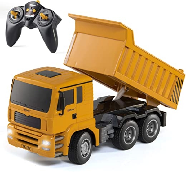 Top Race Ferngesteuerter Muldenkipper Spielzeug, Kipplaster mit Licht und realistischem Motorsound, 6-Kanal funktionsfähiger RC Traktor für Kinder…