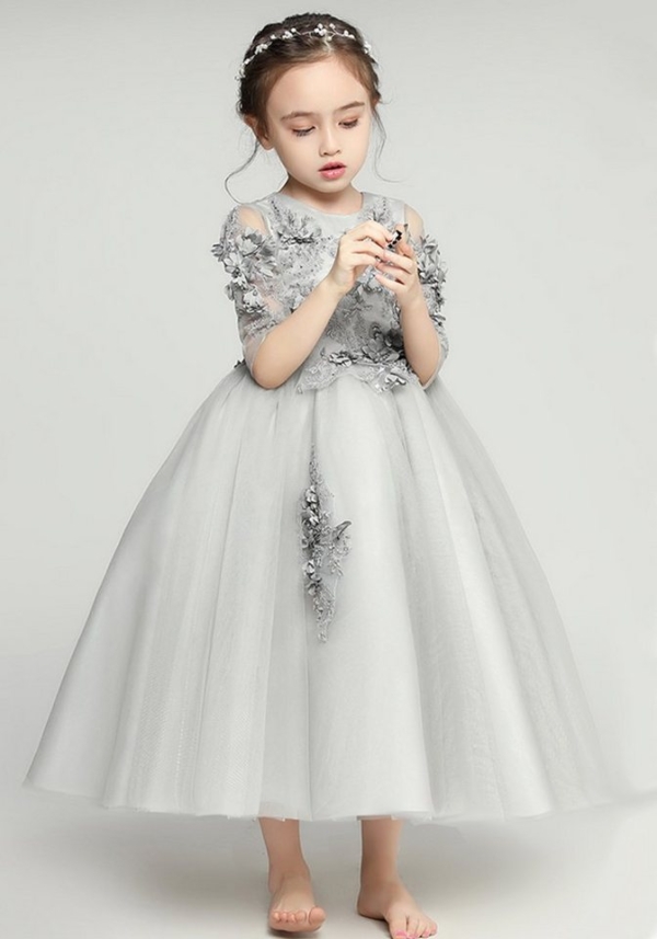 TOPMELON Abendkleid »Halbärmeliges Partykleid aus Tüll mit Blumenstickerei« Bequem zu tragen, Elegant, Tüll