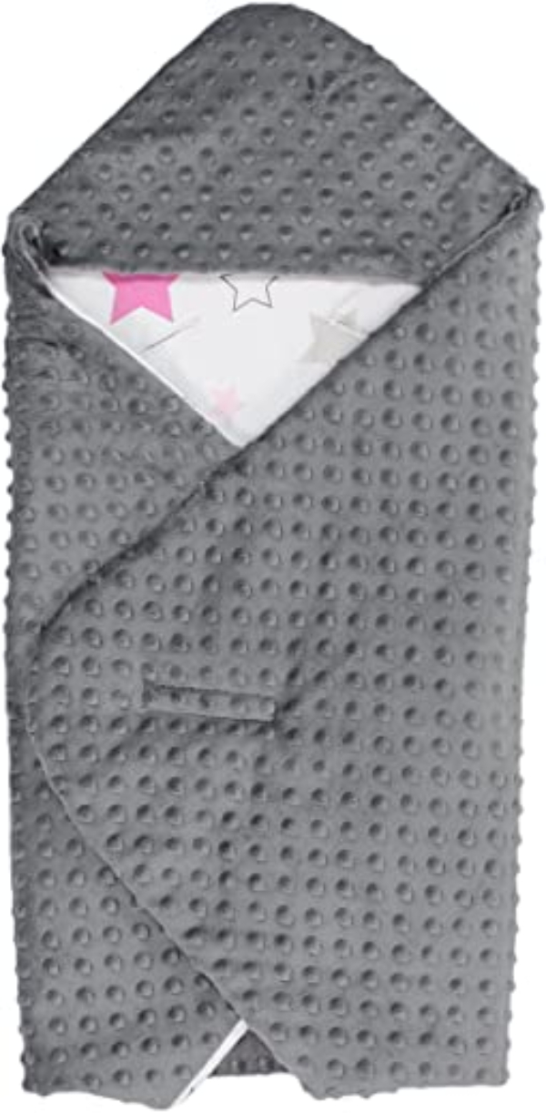 TupTam Baby Frühling-Sommer Einschlagdecke für Babyschale, Farbe: Sterne Rosa/Grau, Größe: Einheitsgröße