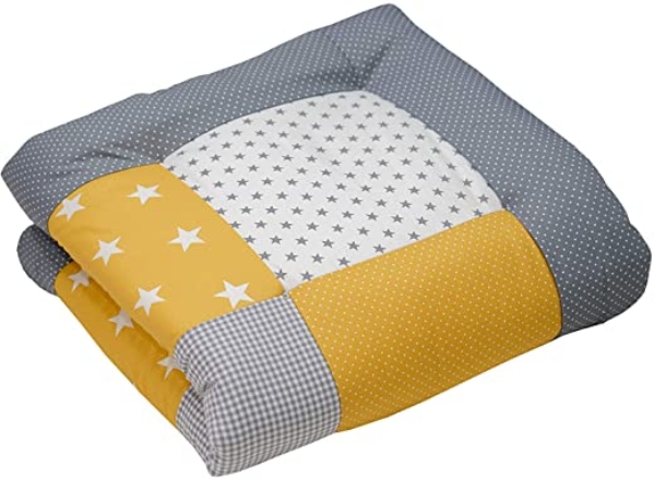 ULLENBOOM ® Krabbeldecke für Baby 80×80 cm gepolstert Elefant Gelb (Made in EU) – Baby Krabbeldecke mit 100% ÖkoTex Baumwolle, ideal als Babydecke,…