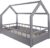 Velinda Kinderbett Hausbett Spielbett Abenteuerbett Einzelbett mit Absturzsicherung (Farbe: grau)