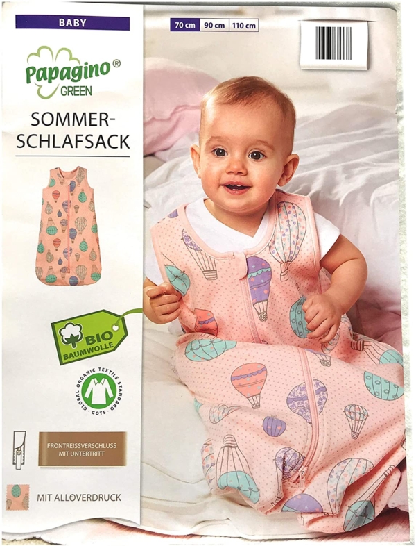Ventilkappenkönig Baby Schlafsack Bio Baumwolle Strampelsack Pucksack Neugeborene Kleinkind 0-12 Monate Stern Vogel Ballon Dino Löwe Elefant 70cm