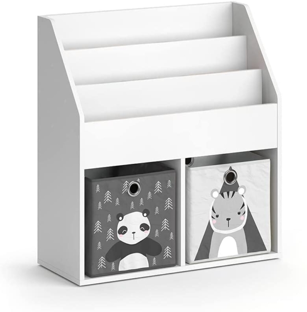 Vicco Kinderregal Bücherregal Aufbewahrungsregal Luigi Spielzeugablage Faltbox (Kinderregal + Faltbox Panda / Tiger)