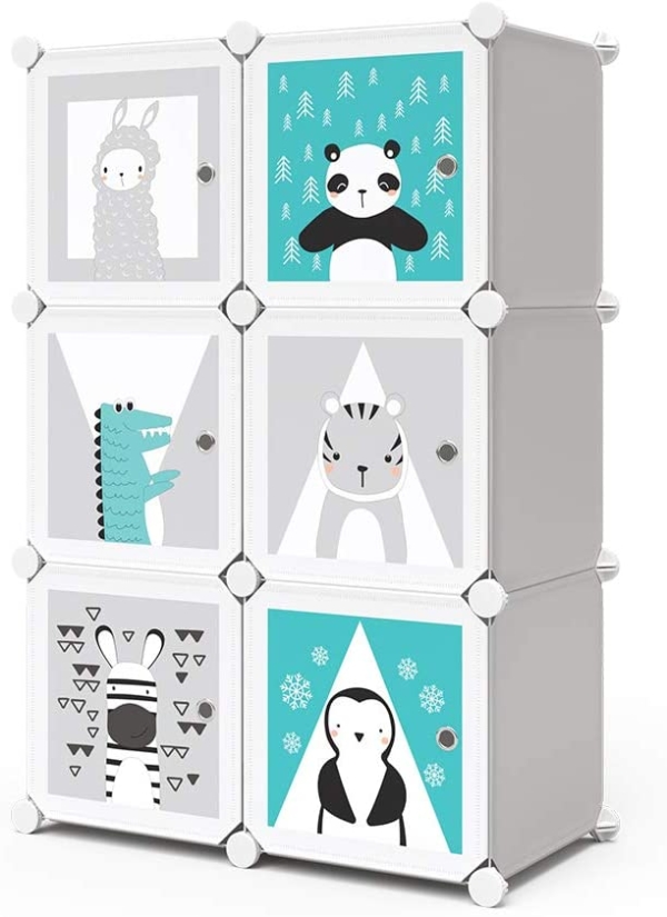 Vicco Kleiderschrank Andy Kinder Regal DIY modular 6 Fächer Kleiderstange Steckregal (Grau)