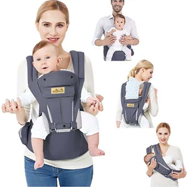 Viedouce Babytrage Ergonomische mit Hüftsitz/Reine Baumwolle Leicht und atmungsaktiv/Multiposition:Dorsal, Ventral, Einstellbar für Neugeborene und…