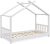 VitaliSpa Design Kinderbett Hausbett Kinderhaus Bett Massivholz Holz Holzbett Kinder 80×160 cm Weiß