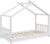 VitaliSpa Design Kinderbett Hausbett Kinderhaus Bett Massivholz Holz Holzbett Kinder 80×160 cm Weiß