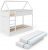 VitaliSpa Hochbett Massimo Kinderbett Etagenbett Doppelstockbett Holzbett Weiß (Weiß mit Matratzen)
