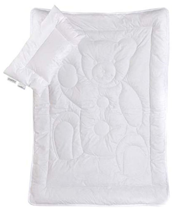 Vizaro – STEPPDECKE – BETTDECKE + KISSEN 300g mit Bärchen – KINDERWIEGE 70X140cm – 100% BAUMWOLE – WINTER – Öko-Tex 100 zertifiziert -…