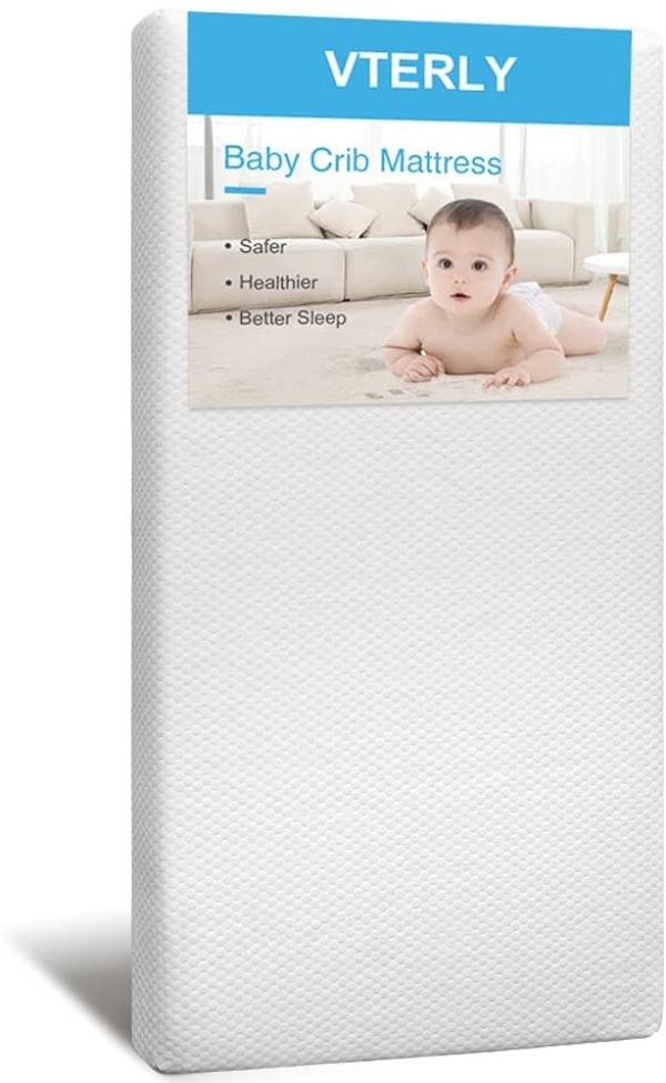 VTERLY 120 x 60 cm Kinderbettmatratzen, Babymatratze mit Extra Dickem 10 cm Memory-Schaum und Abnehmbarem Waschbarem Bezug, Atmungsaktiv,…