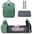 Wasserdichter Oxford Wickelrucksack, Multifunktions-Babywickeltasche Reisetasche mit 1 Wickelauflage und 2 Kinderwagengurten für Mama und Papa-grün