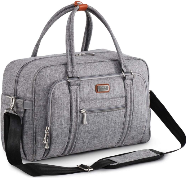 Welavila Wickeltasche, Wickeltaschen für Mama und Papa, mit Wickelauflage und isolierten Taschen, umwandelbare Reisetasche Messenger, grau